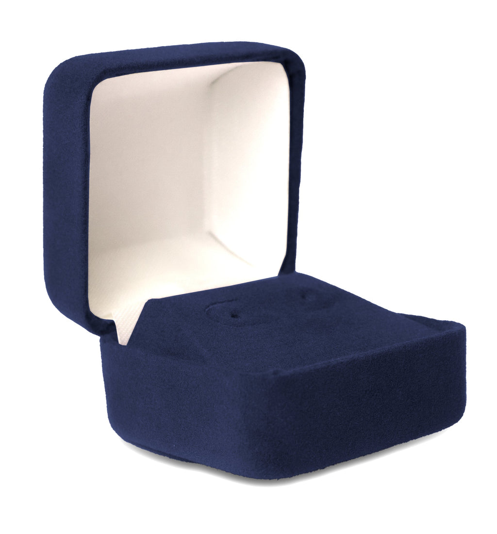 Velvet Square Single Earring Box with Matching Insert and White Satin Window