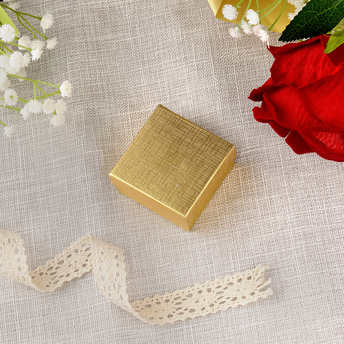 Silver and Gold Linen Cotton Filled Cardboard Box