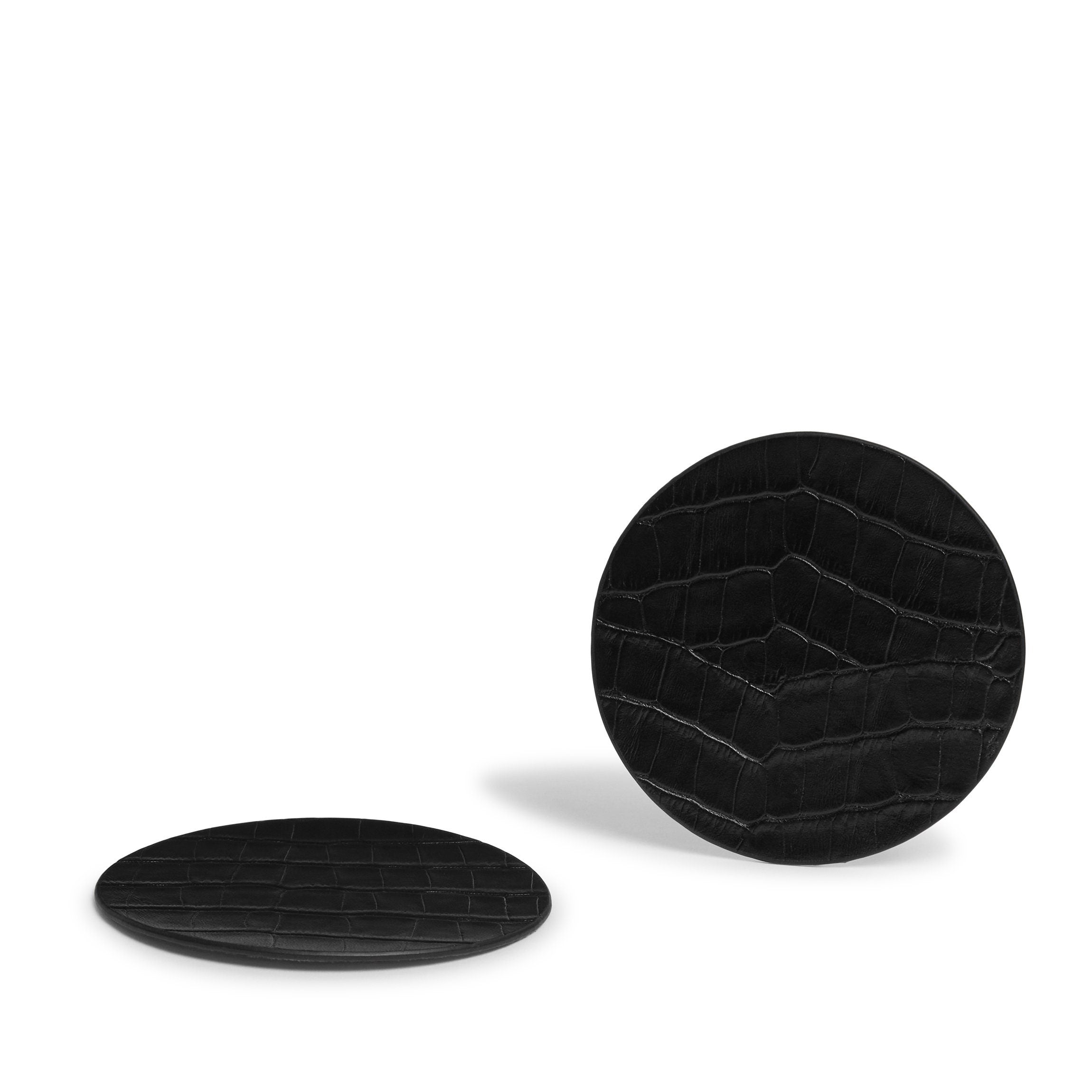 Modern Round Coaster Set Black Croc