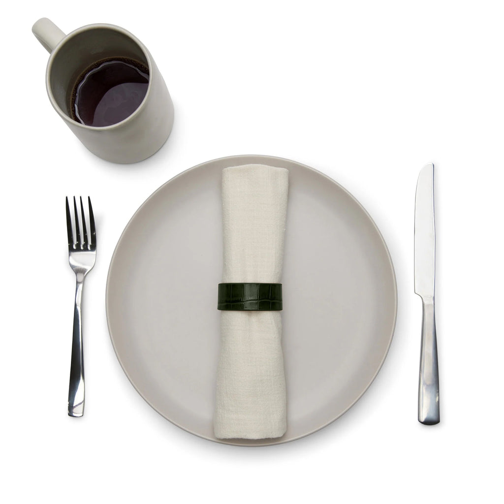 Modern Napkin Rings, Set of 2 Forest Croc