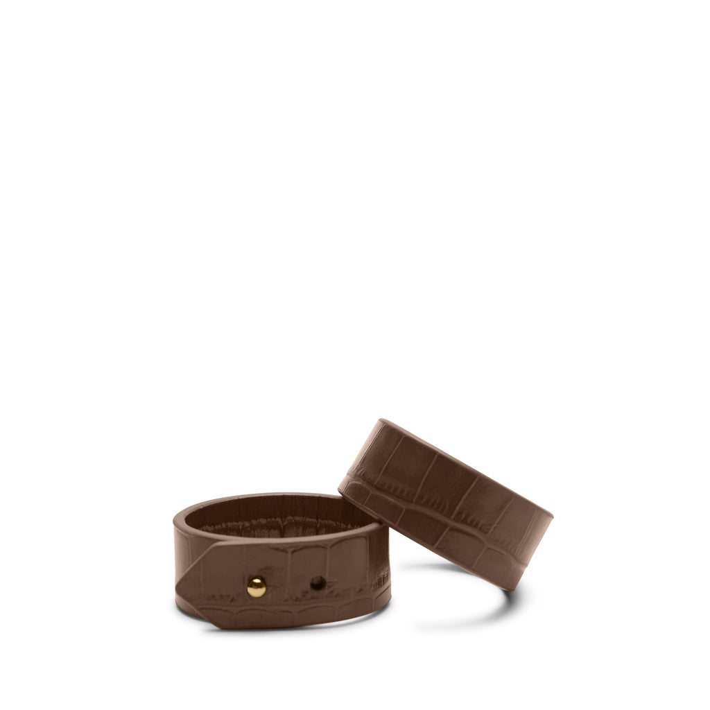 Modern Napkin Rings, Set of 2 Cocoa Croc