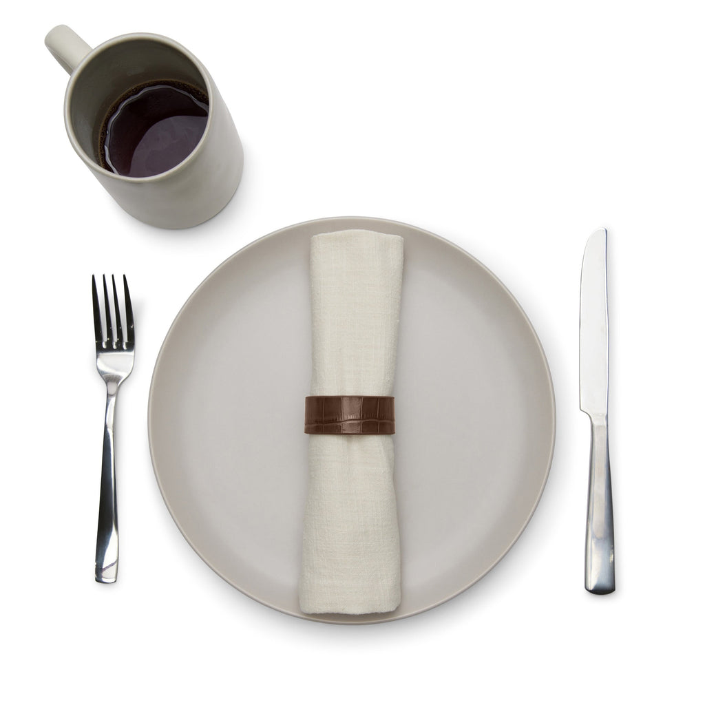 Modern Napkin Rings, Set of 2 Cocoa Croc