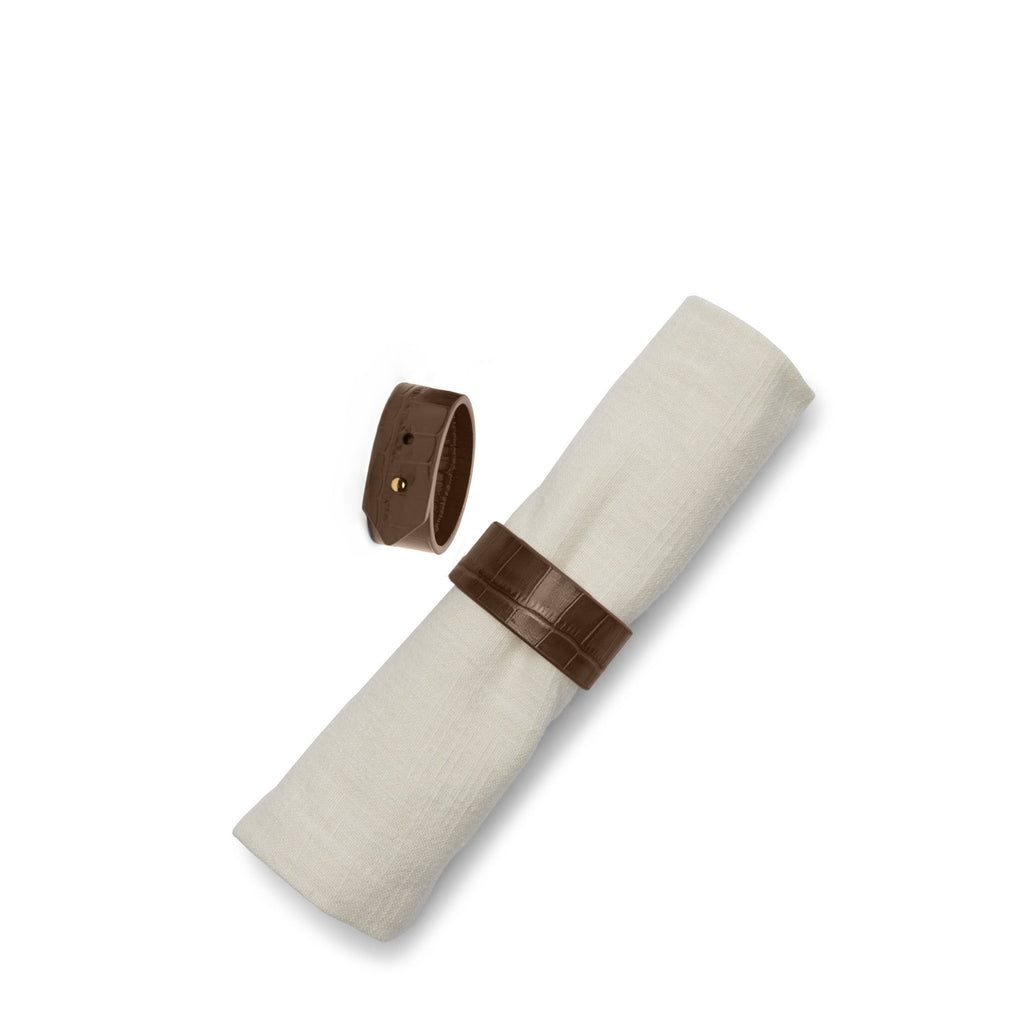 Modern Napkin Rings, Set of 2 Cocoa Croc