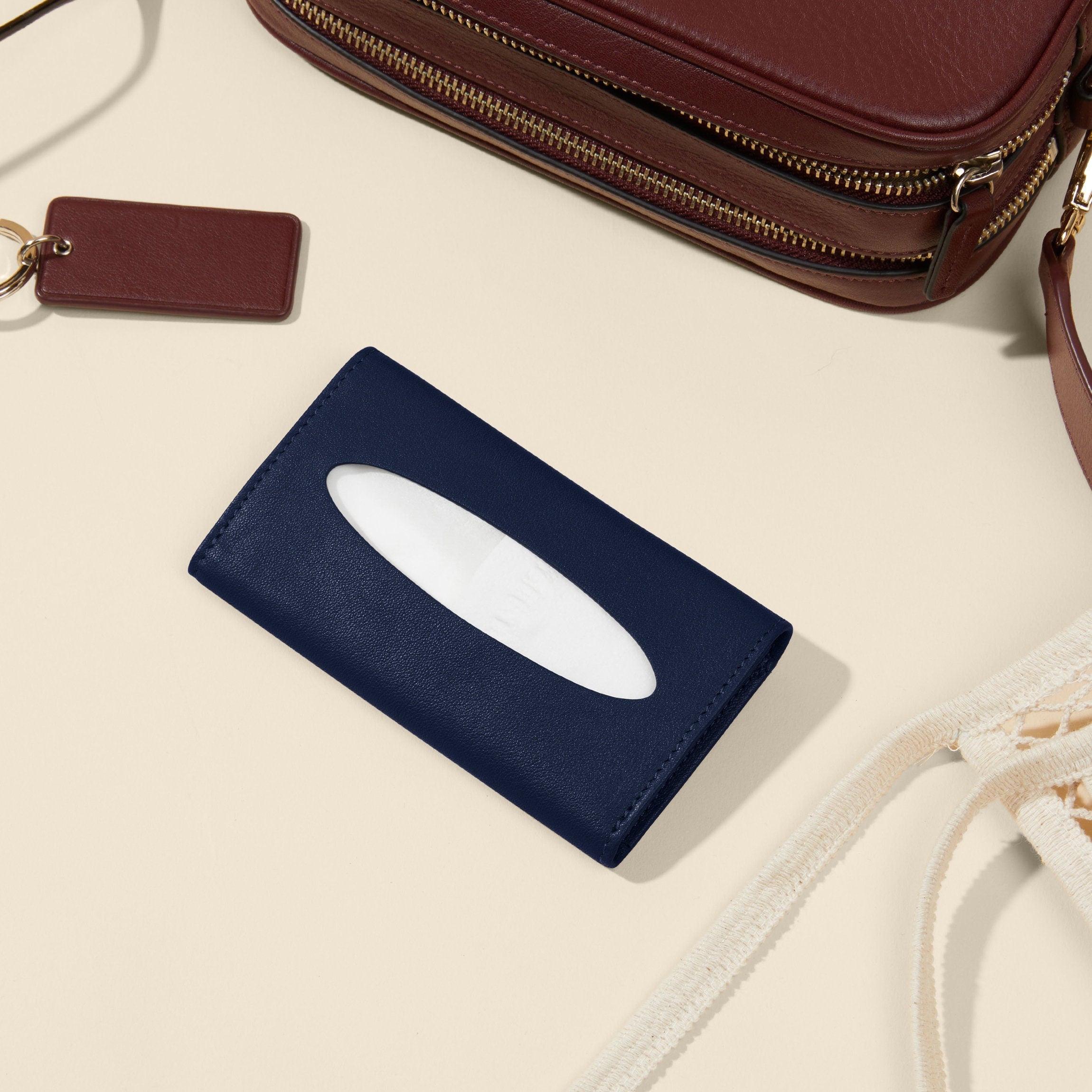 Pocket Tissue Holder Navy Blue