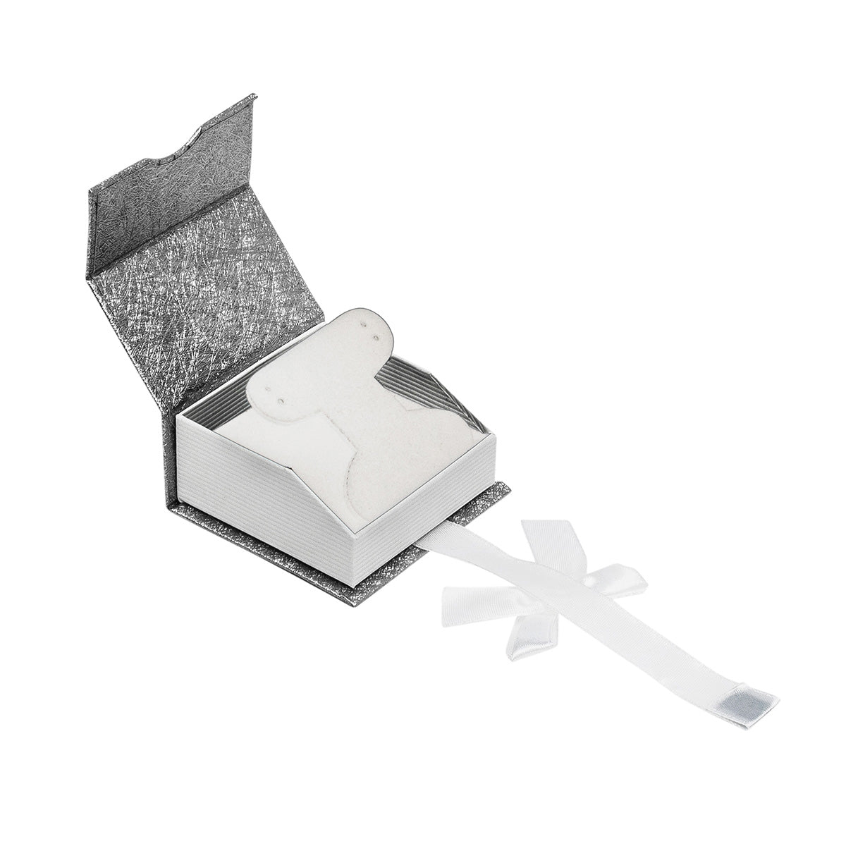 Elegant Paper French Clip Earring Box with a Unique Magnetic Ribbon