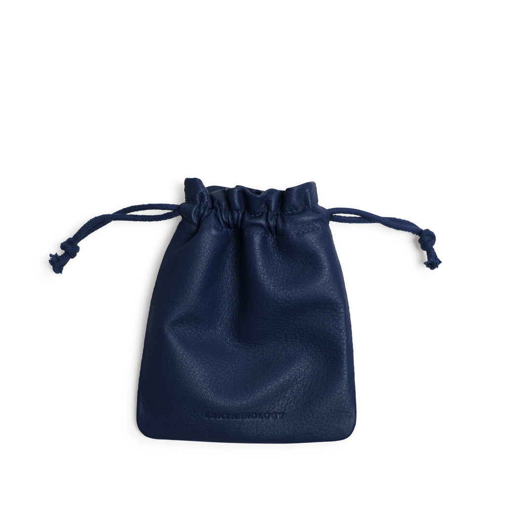 Flat Drawstring Pouch Navy Blue