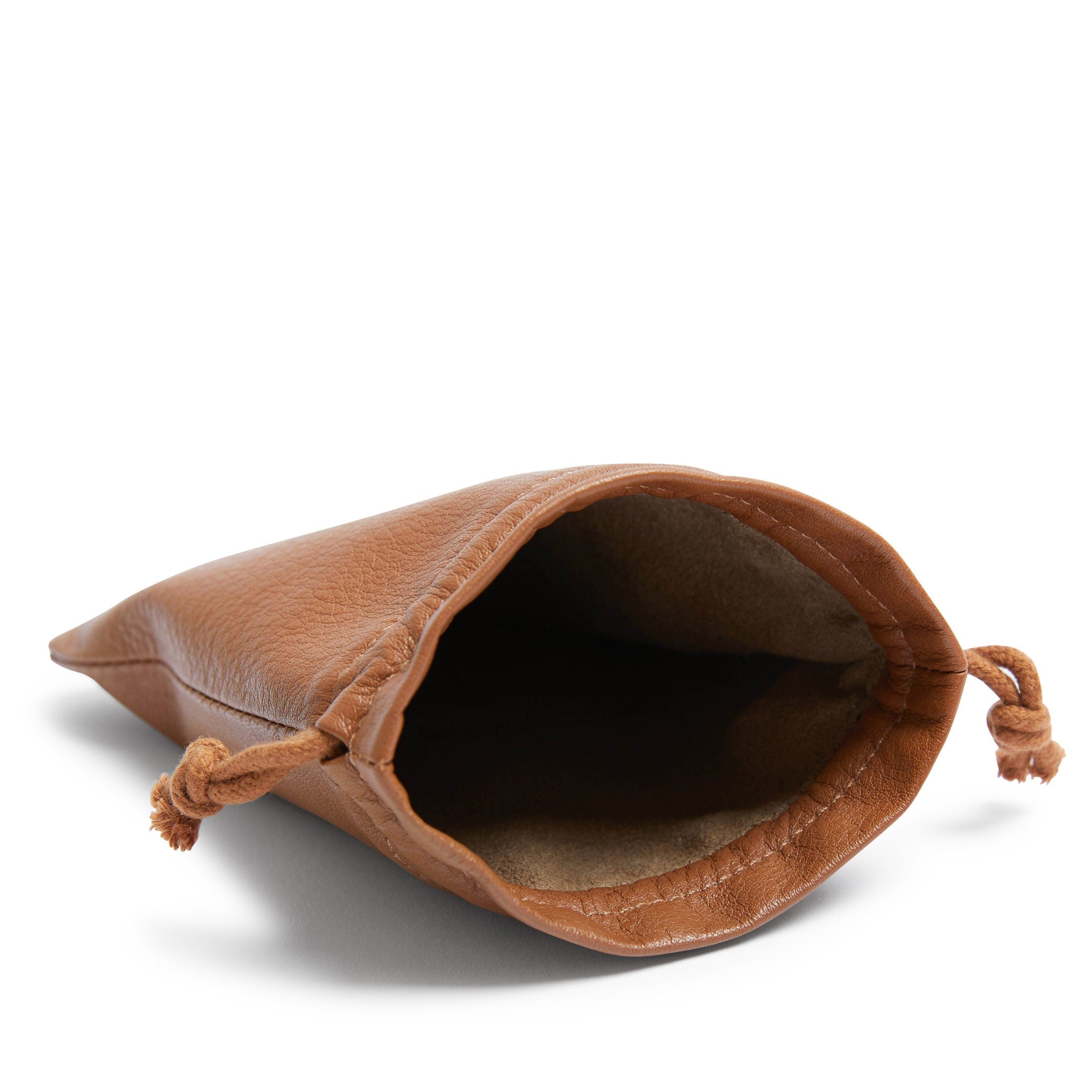 Flat Drawstring Pouch Cognac