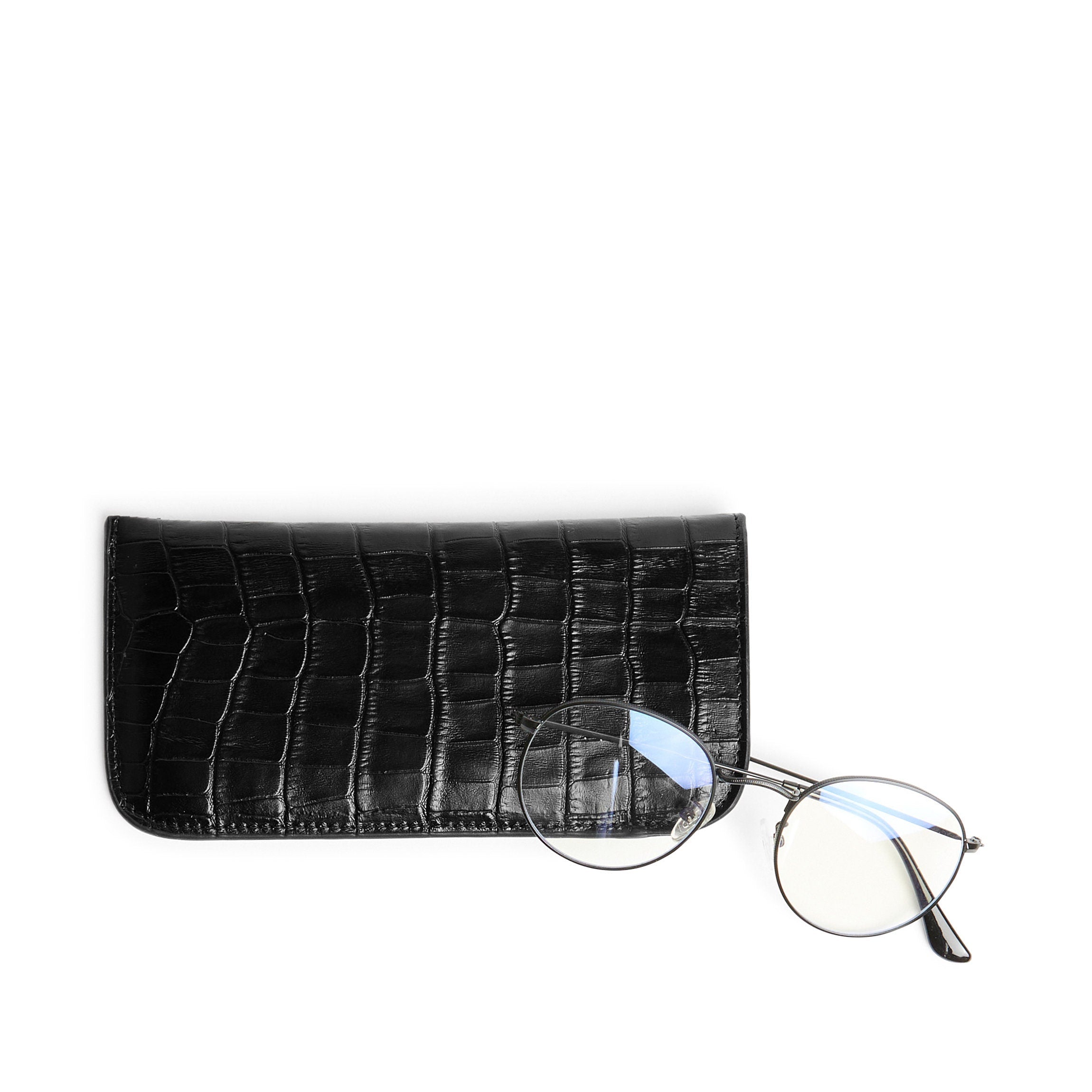 Soft Eyeglass Case Black Croc
