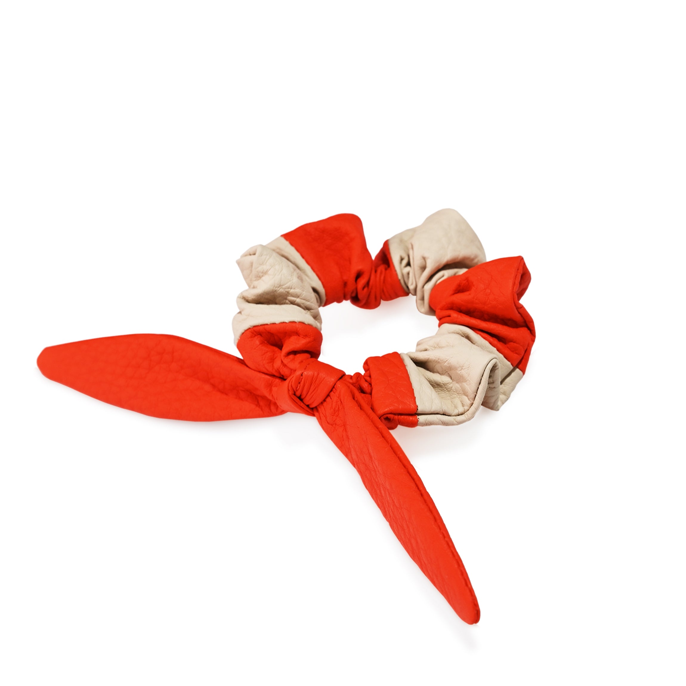 Tie Scrunchie Clementine/Sand Stripe