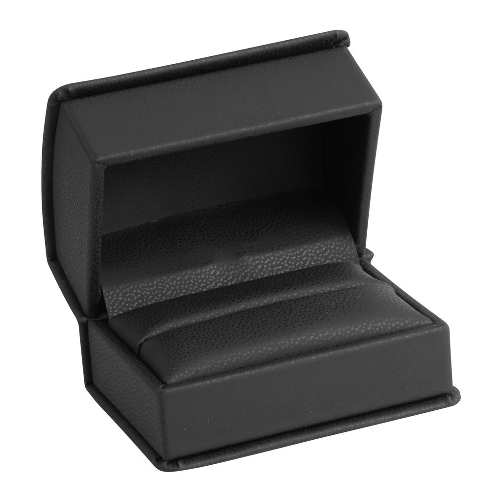 Leatherette Double Ring Box Leatherette Interior with Ribboned Packer