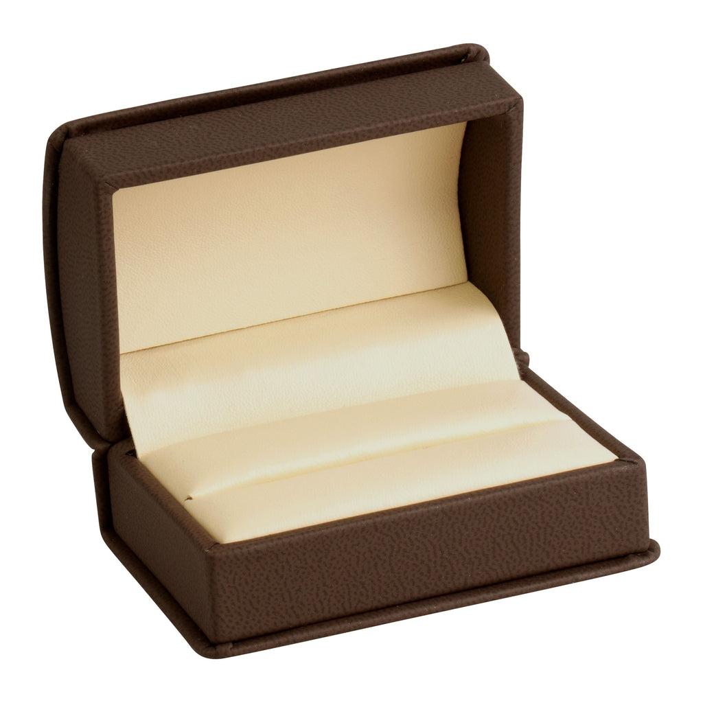 Leatherette Double Ring Box Leatherette Interior with Ribboned Packer