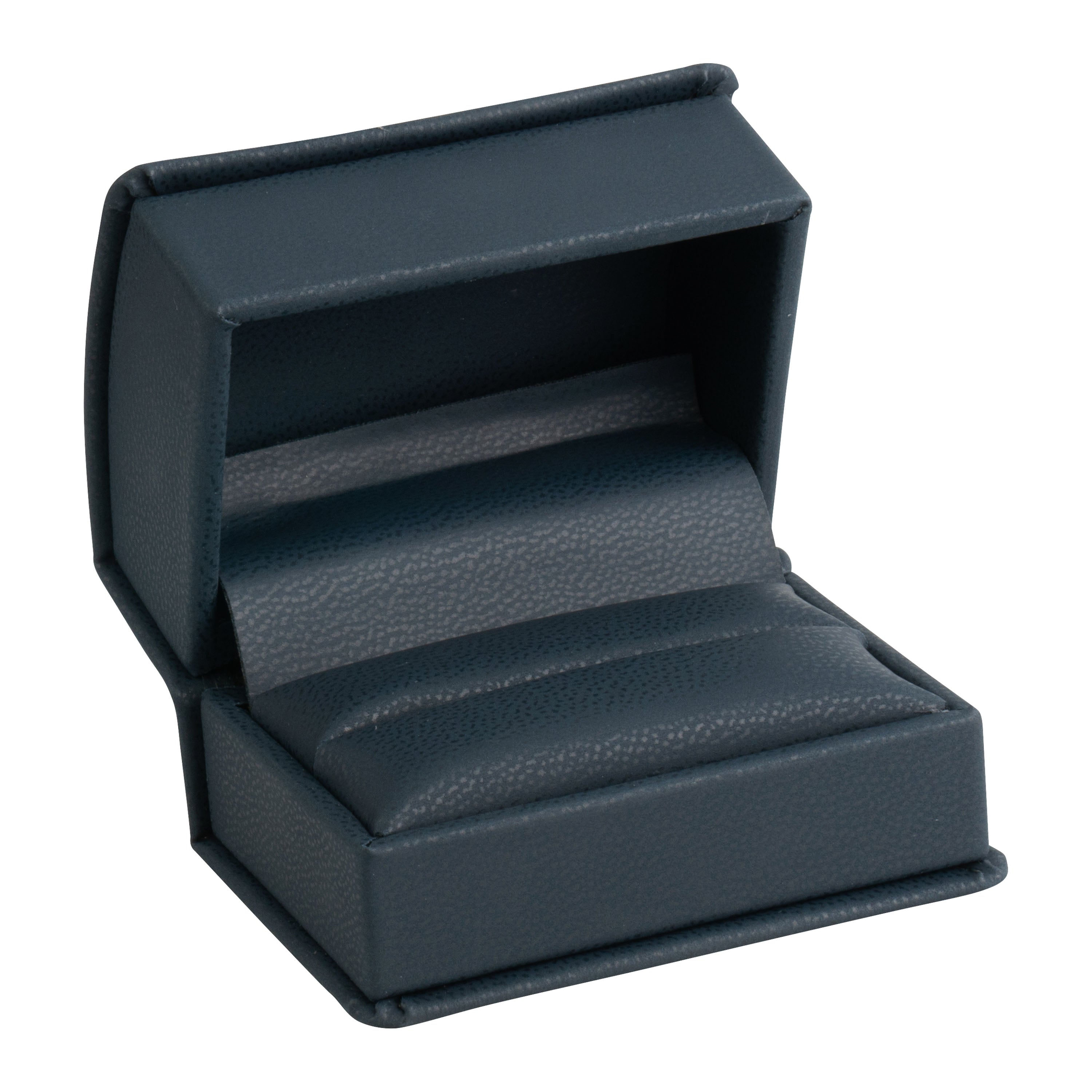 Leatherette Double Ring Box Leatherette Interior with Ribboned Packer
