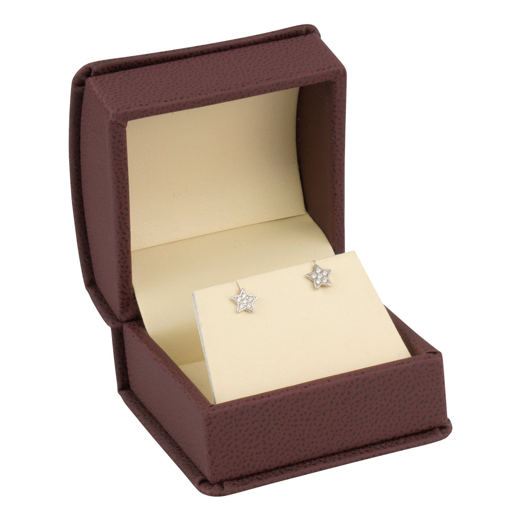 Leatherette Single Earring Box Leatherette Interior with Ribboned Packer