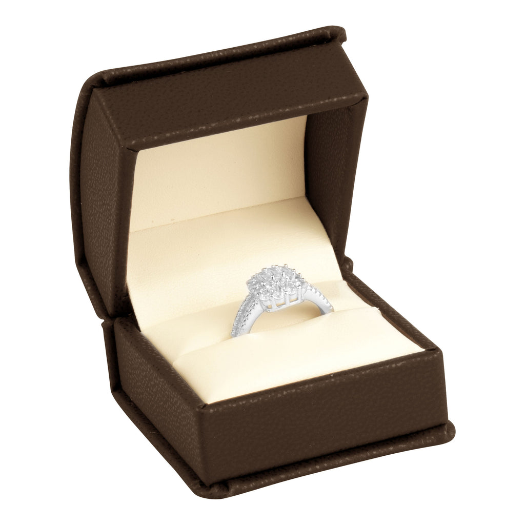 Leatherette Single Ring Box Leatherette Interior with Ribboned Packer