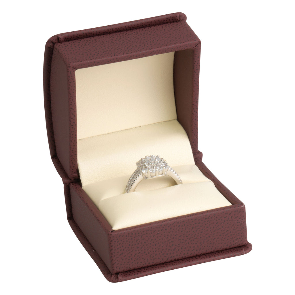 Leatherette Single Ring Box Leatherette Interior with Ribboned Packer