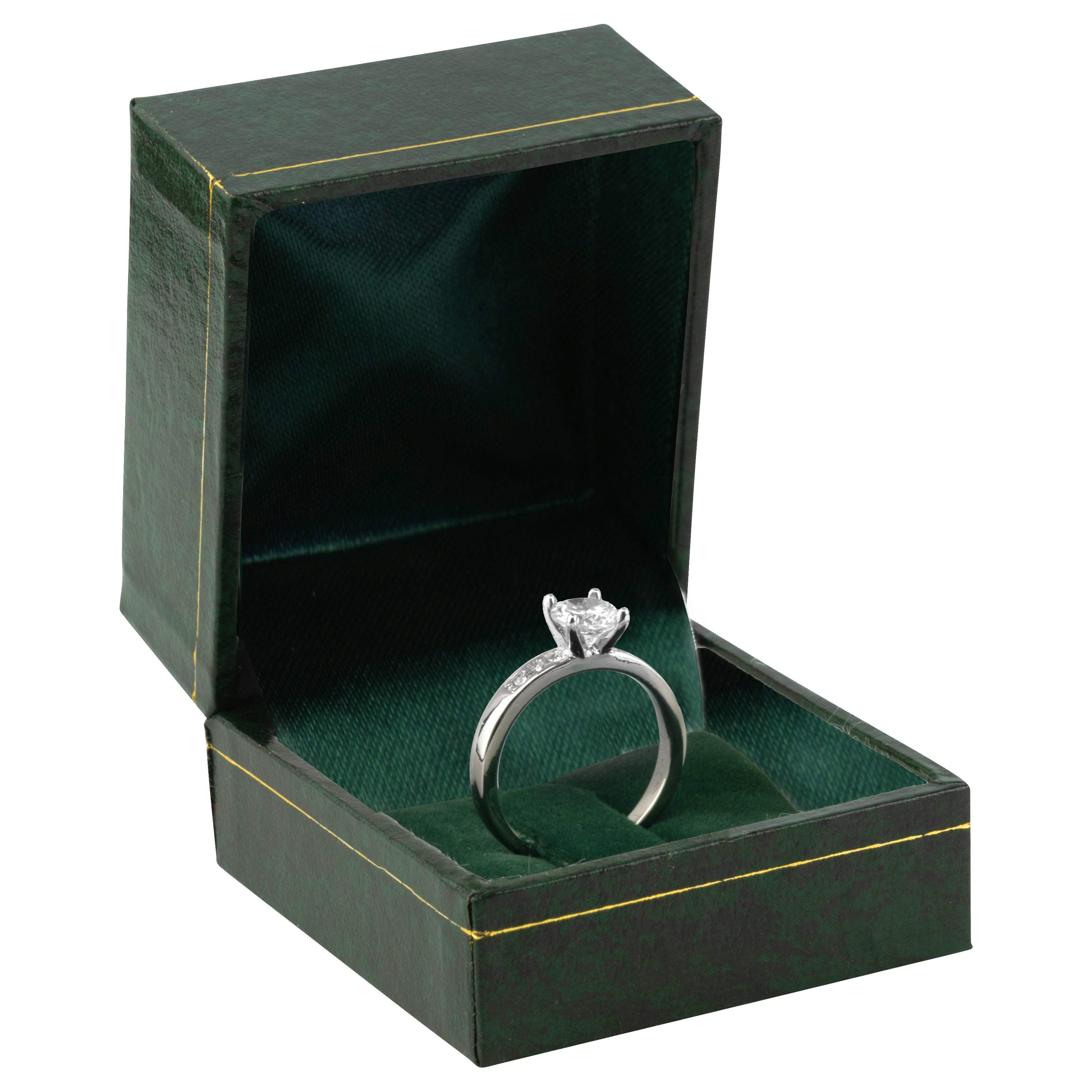 Paper Covered Clip Ring Box with Gold Accent