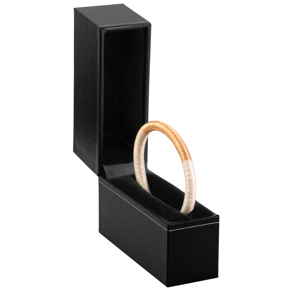 Paper Covered Standing Bangle Box with Gold Accent
