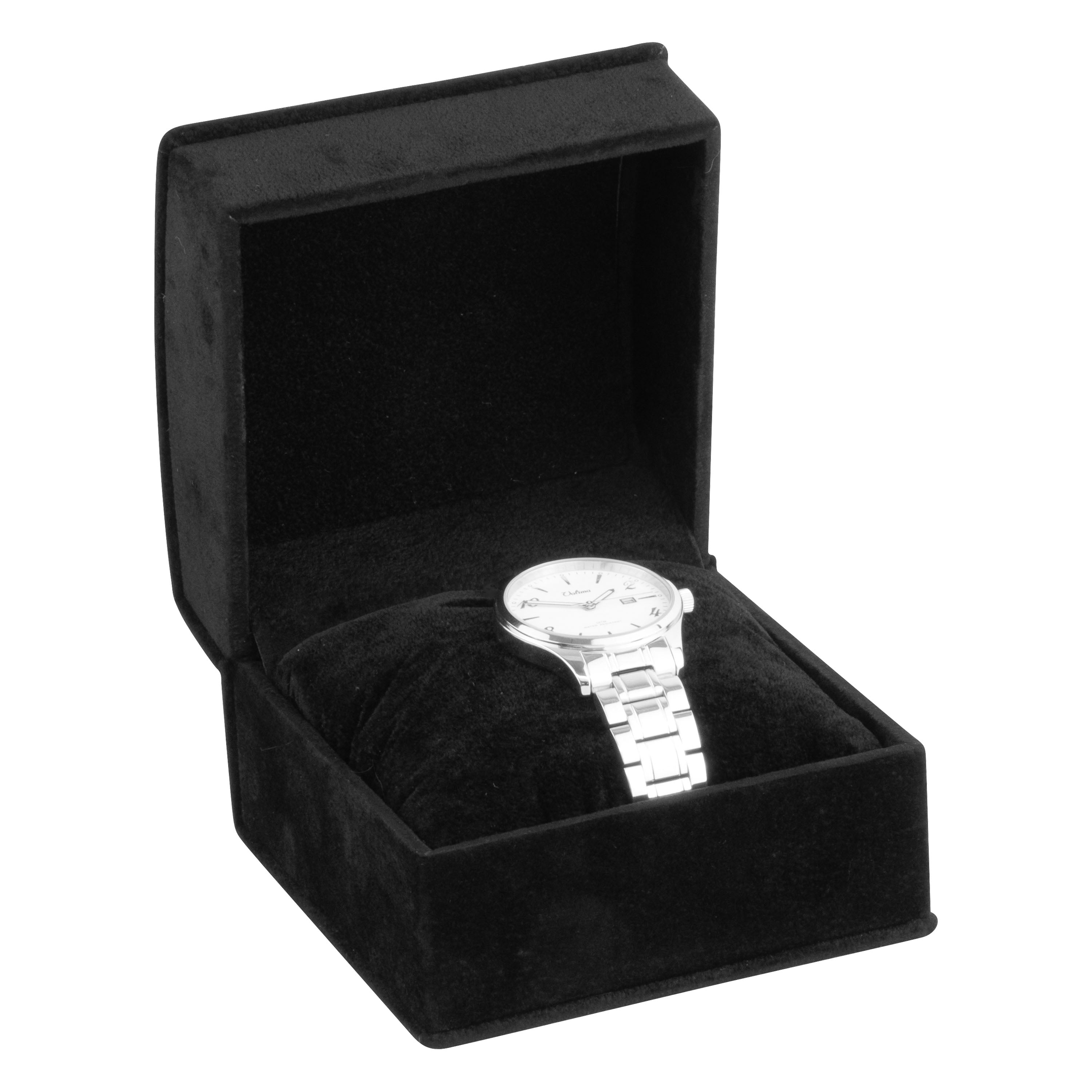 Suede Collar Watch Box with Matching Interior with Ribboned Packer