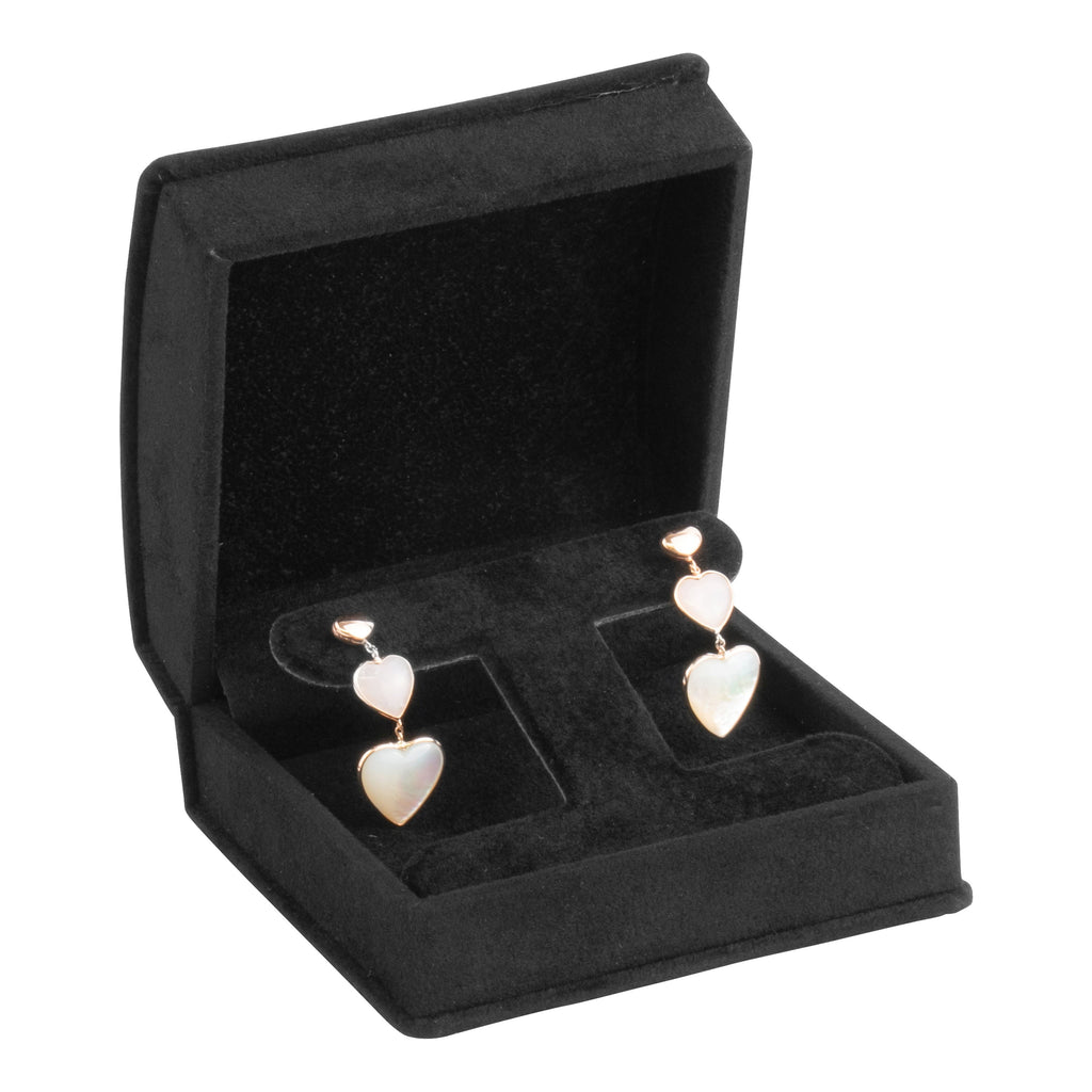 Suede French Clip Earring Box with Matching Interior with Ribboned Packer