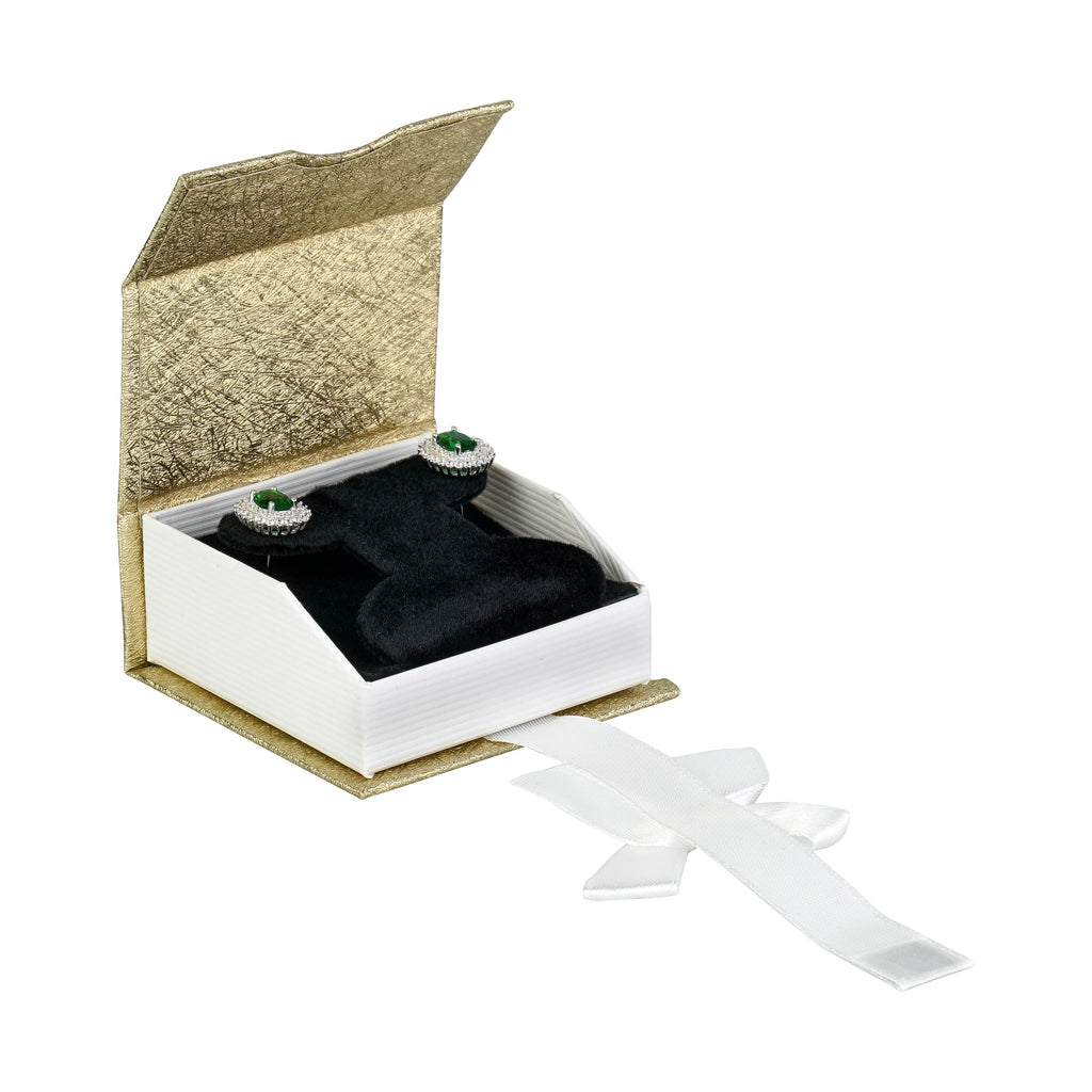 Elegant Paper French Clip Earring Box with a Unique Magnetic Ribbon