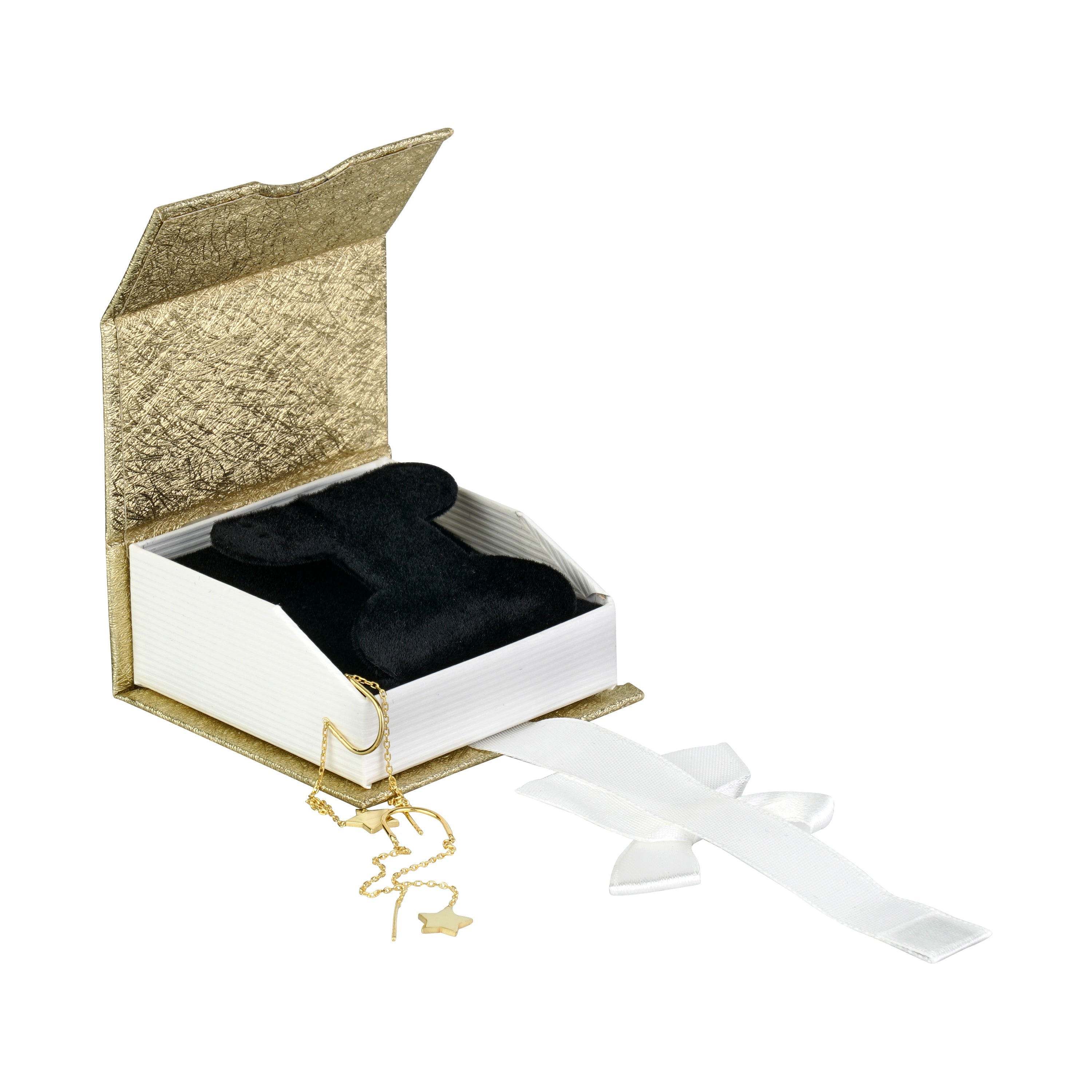 Elegant Paper French Clip Earring Box with a Unique Magnetic Ribbon