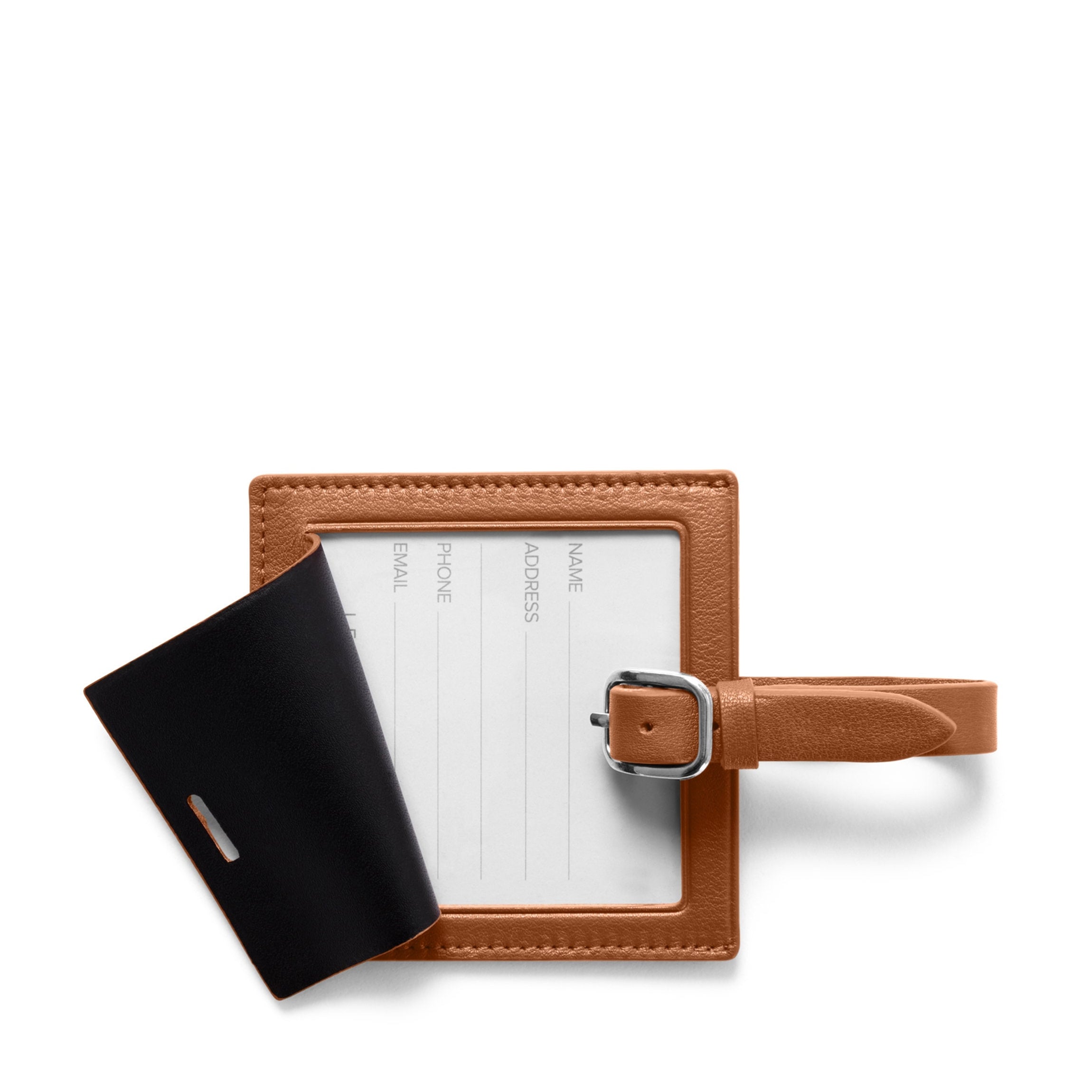 Small Square Luggage Tag Cognac