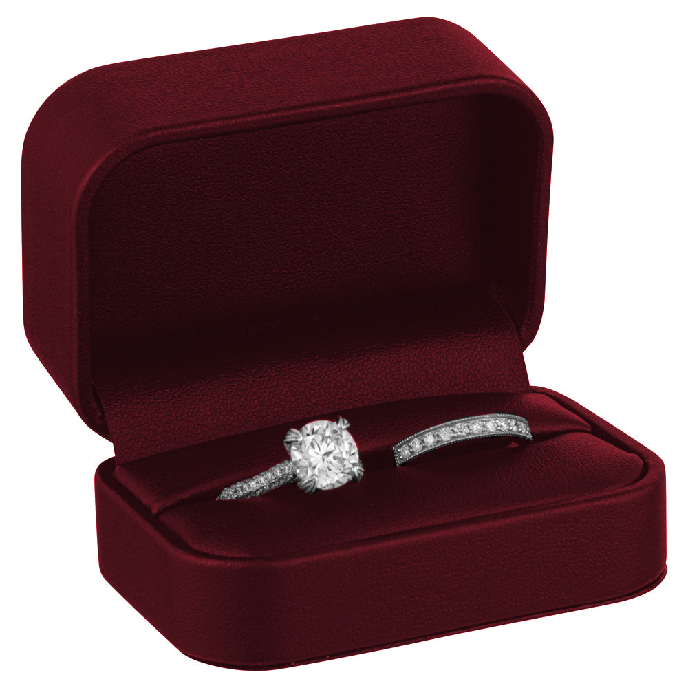 Leatherette Double Ring Box with Matching Interior