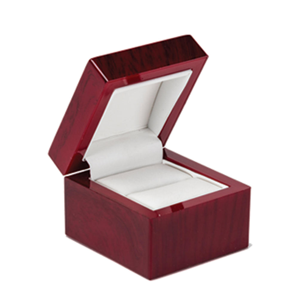 Wood Look Single Ring Box with Leatherette Interior