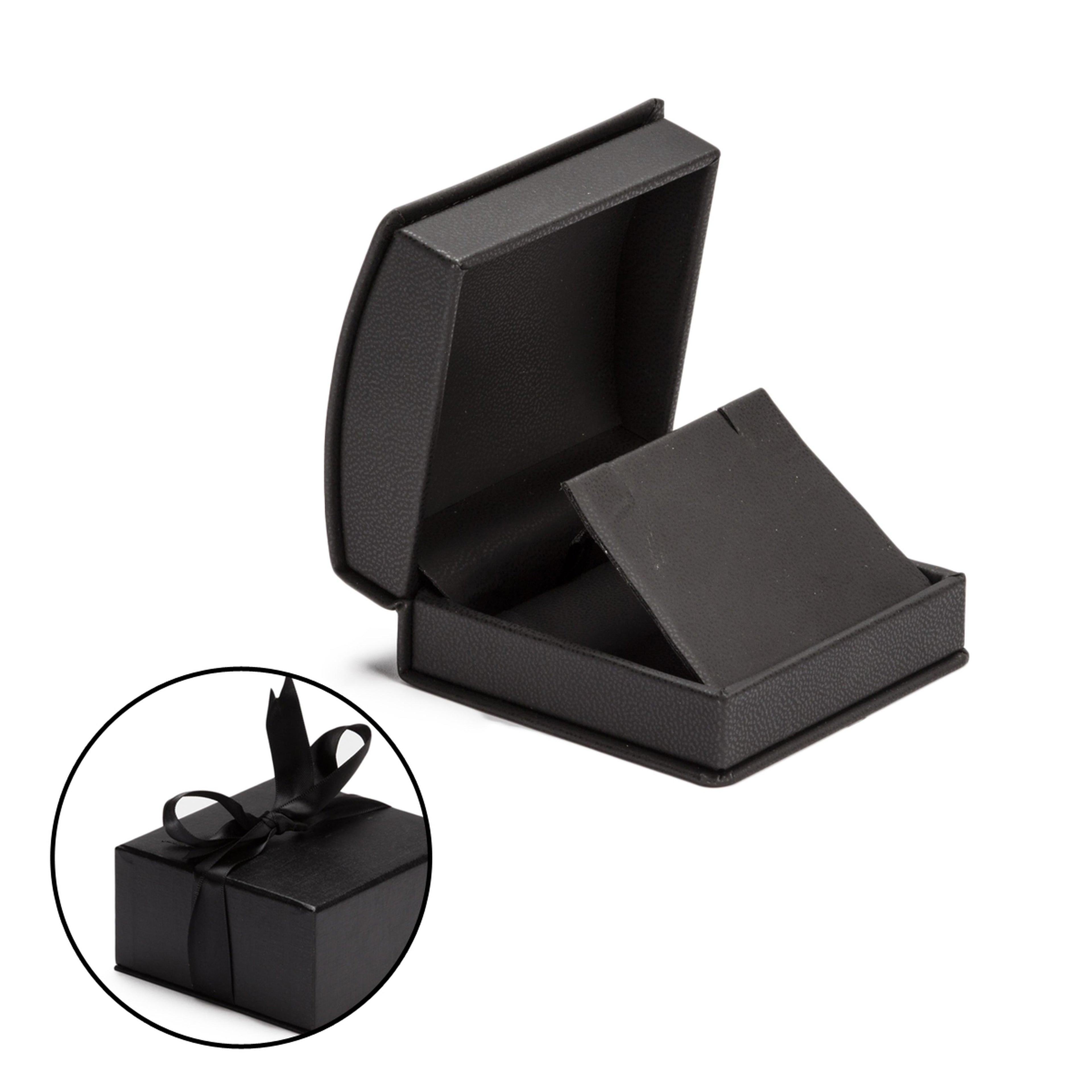 Leatherette Single Earring Box Leatherette Interior with Ribboned Packer