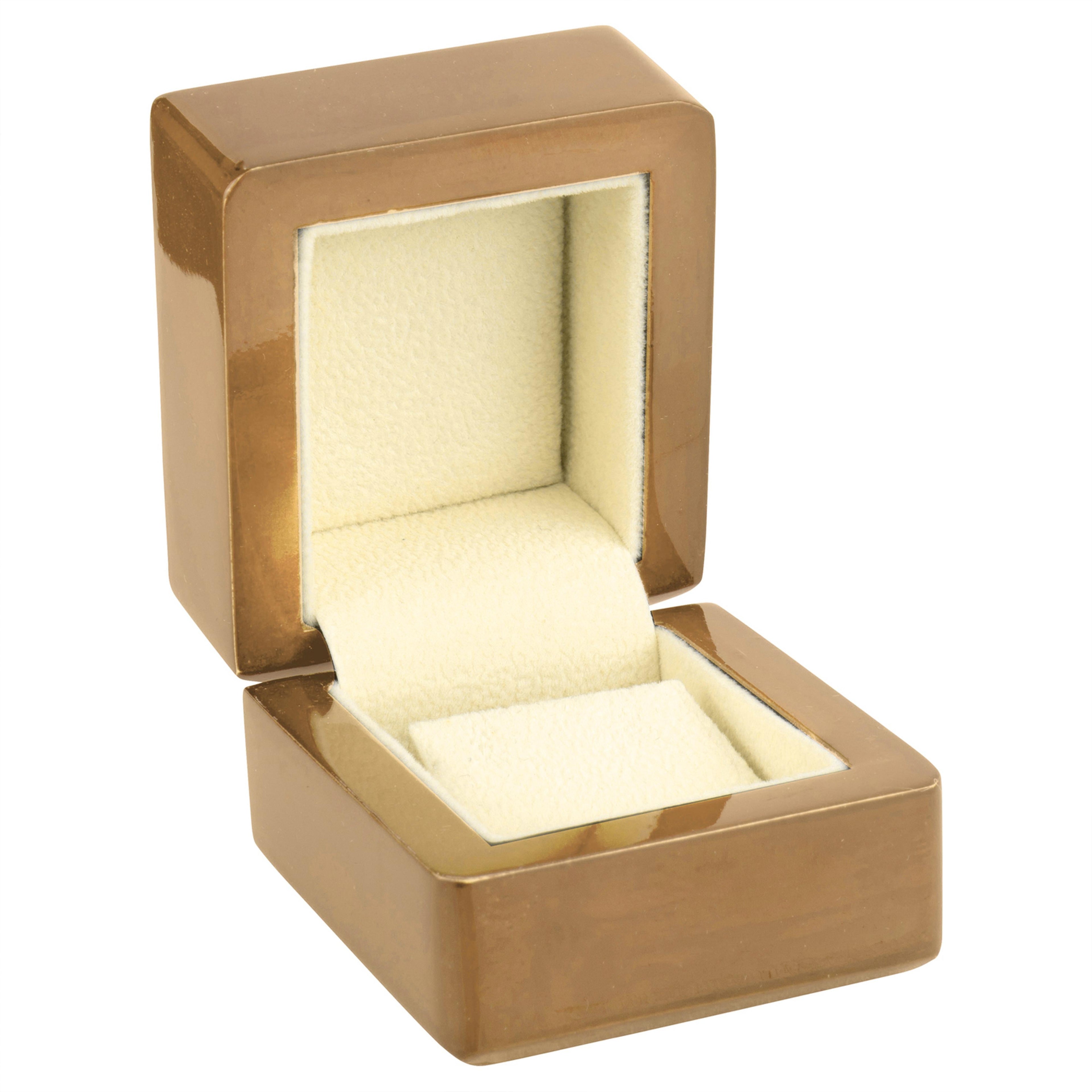 Wooden Single Earring Box with Suede Insert