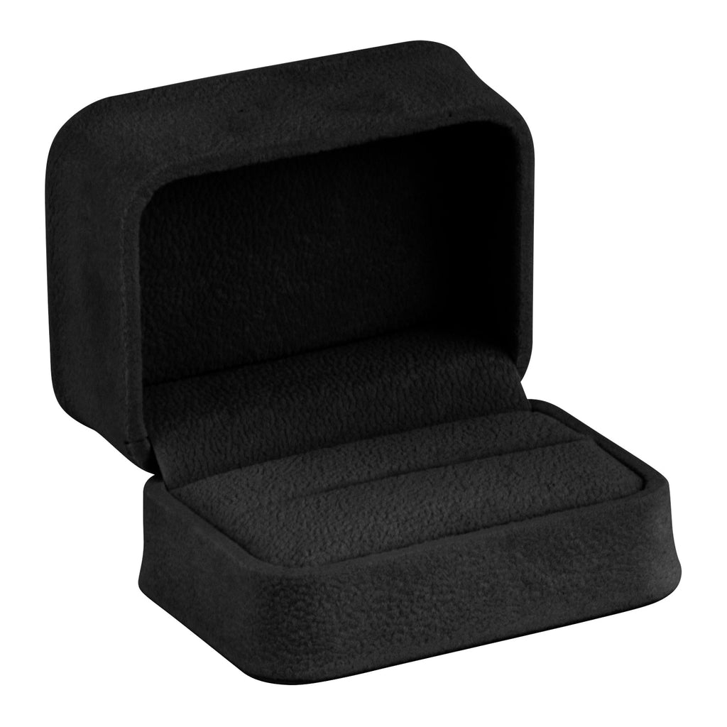 Suede Double Ring Box with Matching Suede Interior