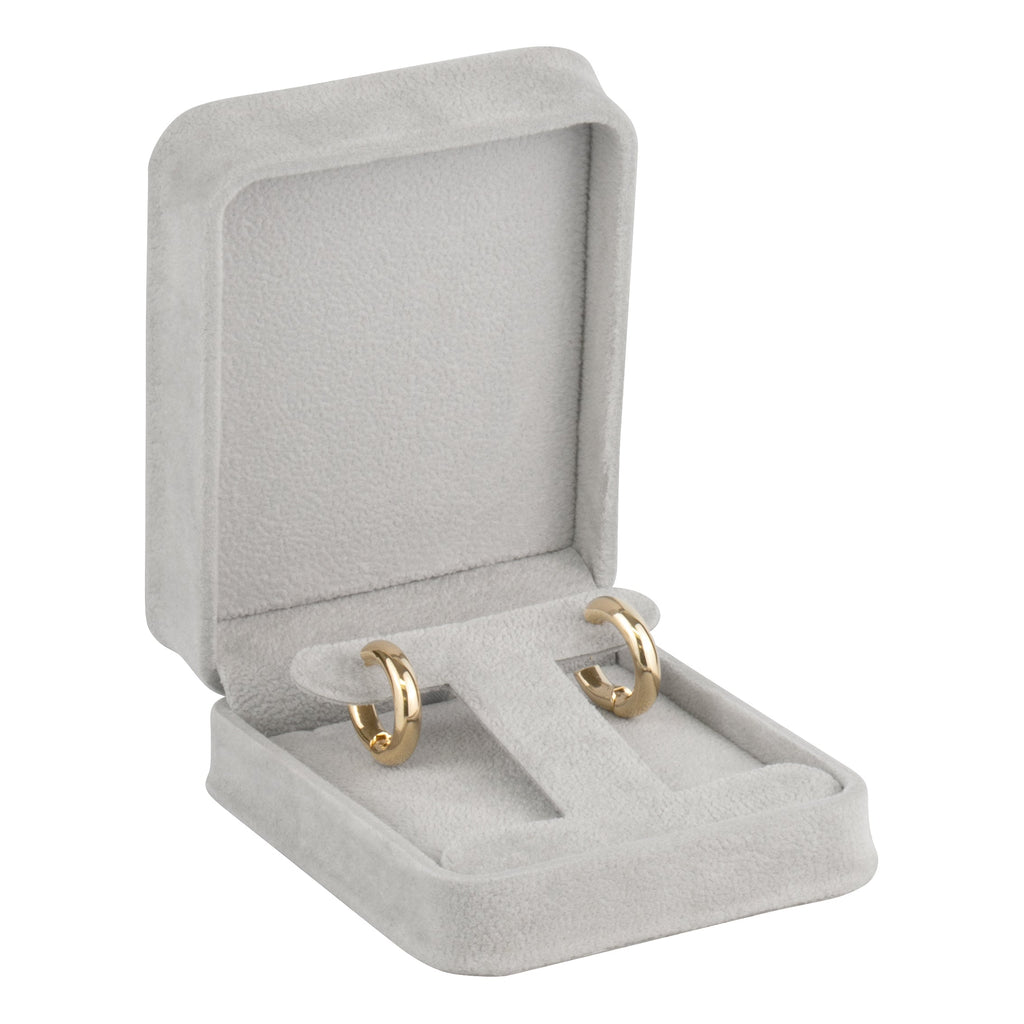 Suede Large French Clip Earring Box with Matching Suede Interior