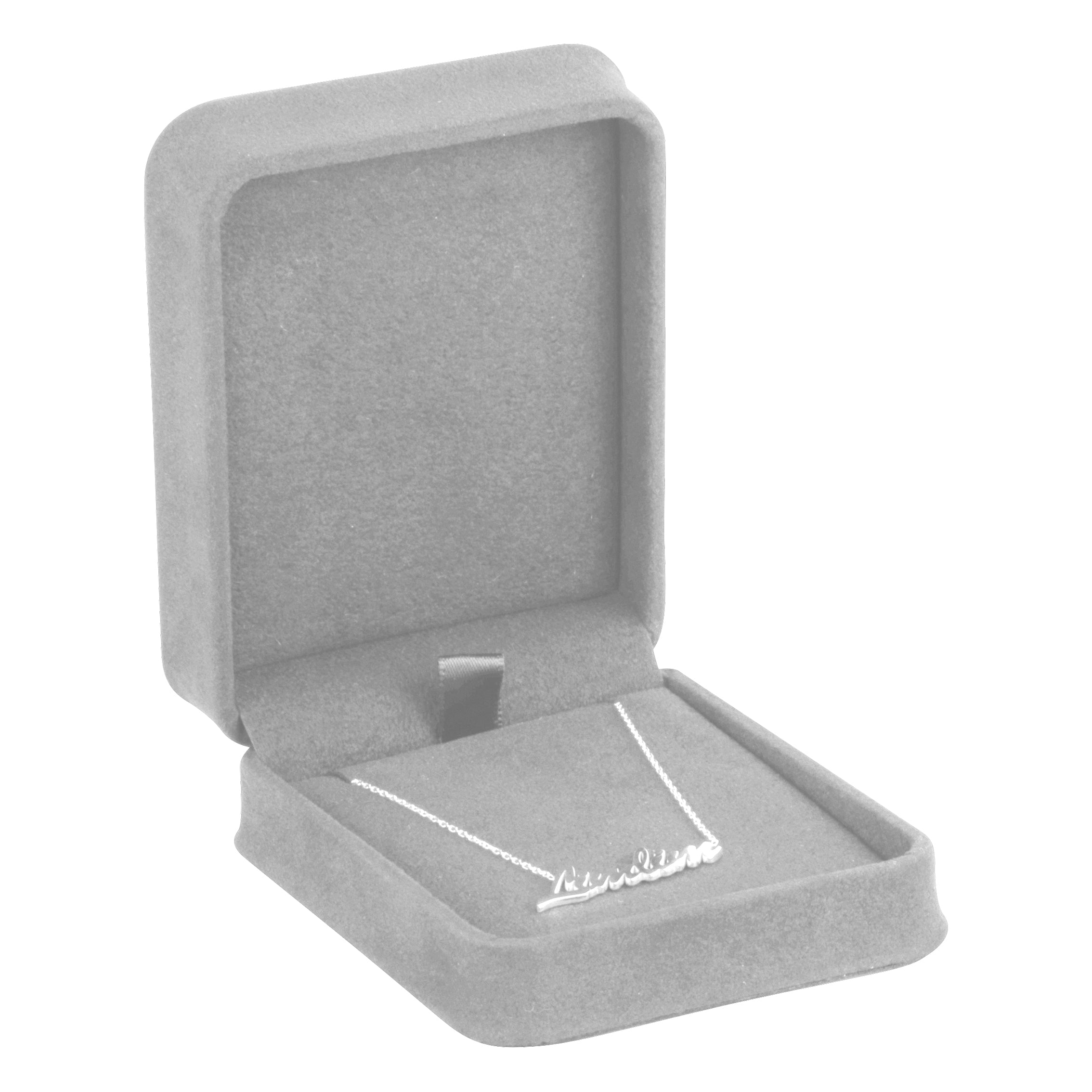 Suede Large Pendant Box with Matching Suede Interior