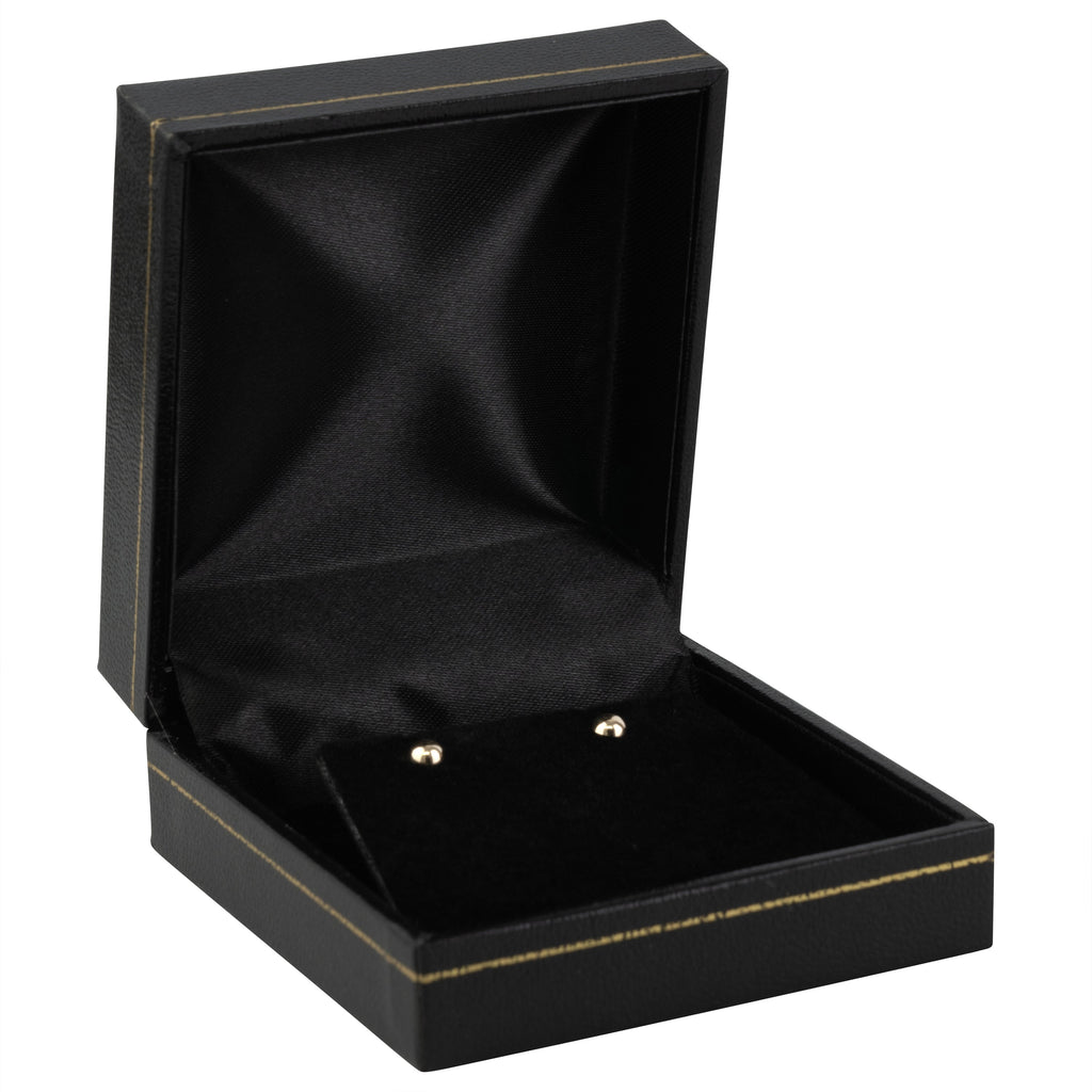 Paper Covered Clip Earring Box with Gold Accent
