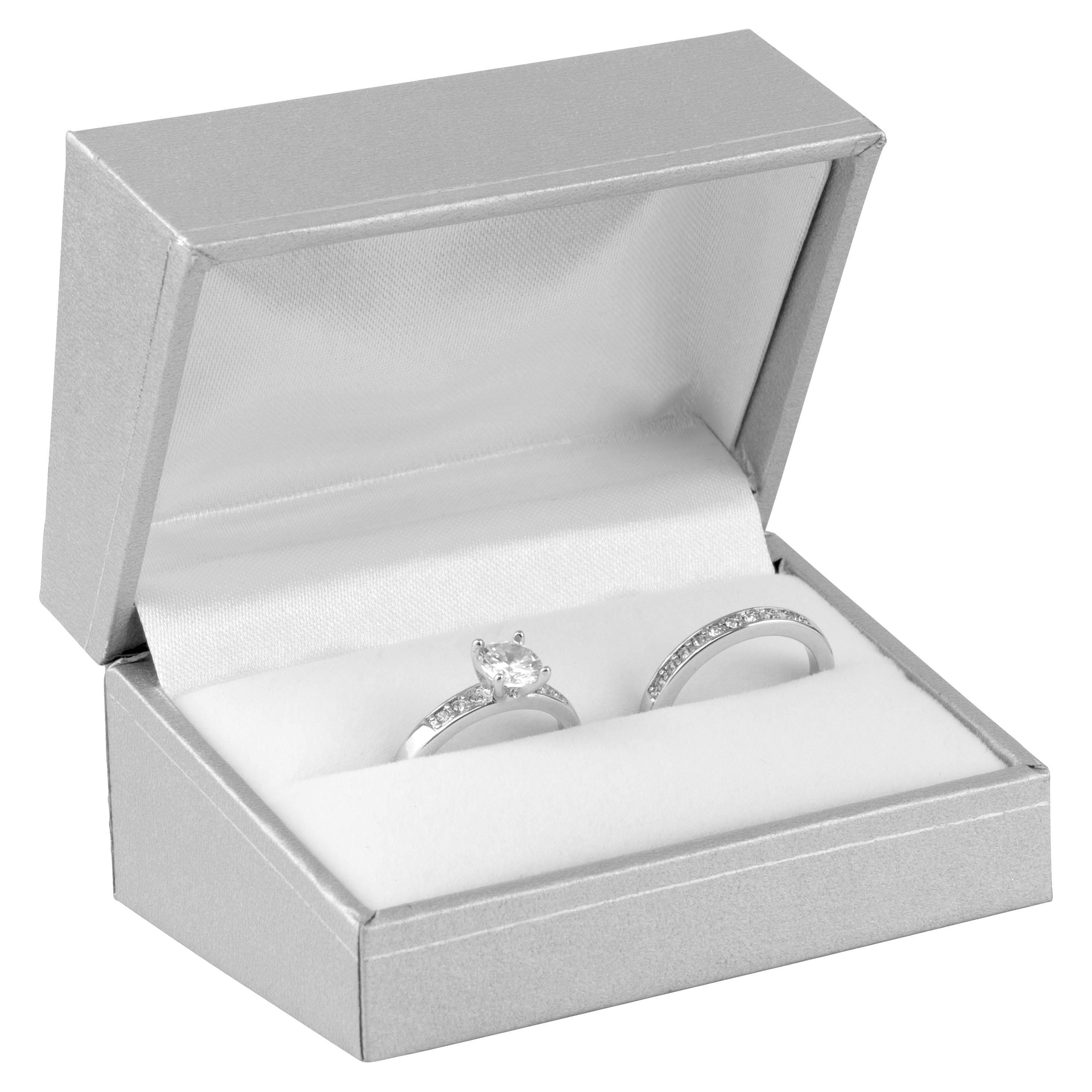 Paper Covered Double Ring Box with Gold Accent